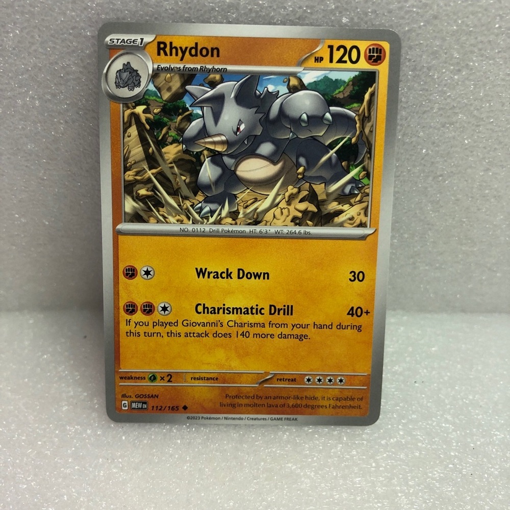 Pokemon 151 Rhydon 112/165 C Scarlet & Violet - 151 set  Pokémon cards￼